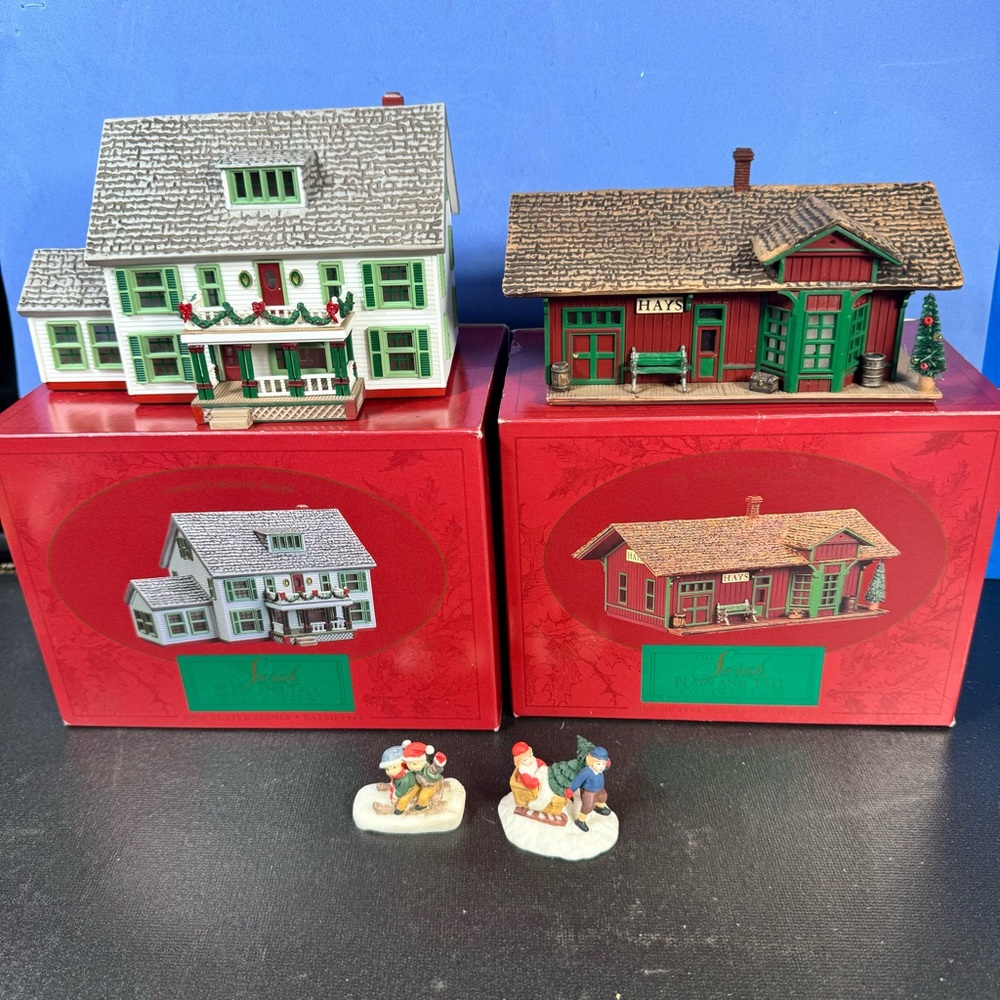 Vtg 1994 Hallmark Sarah Plain & Tall Ho Scale Maine Home & Hays Train Station